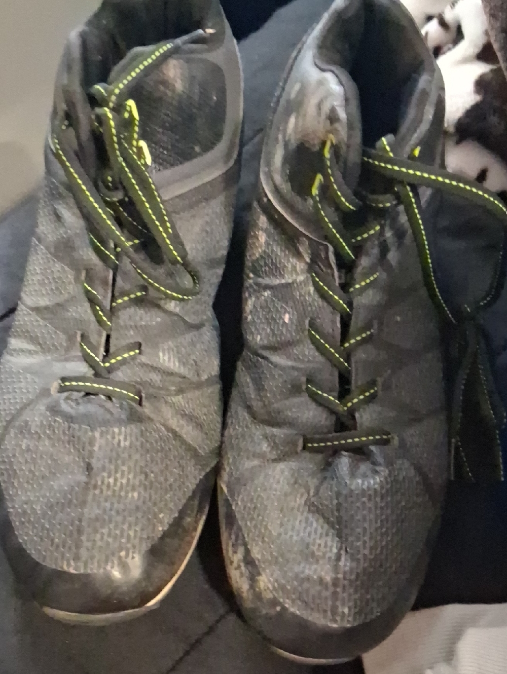 Men's Athletic Shoes in Dark Gray with Neon Green Accents
